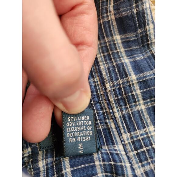 Ralph Lauren Blue Plaid Classic Fit Linen Cotton Blend Men XXL - Picture 8 of 8